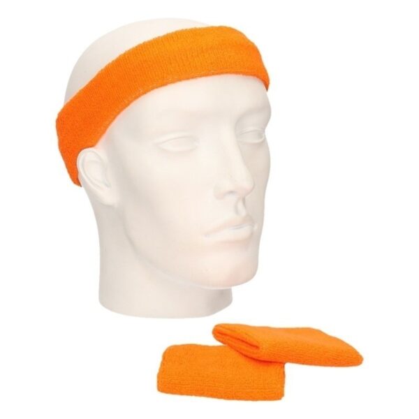 Zweetbandjes sportset oranje