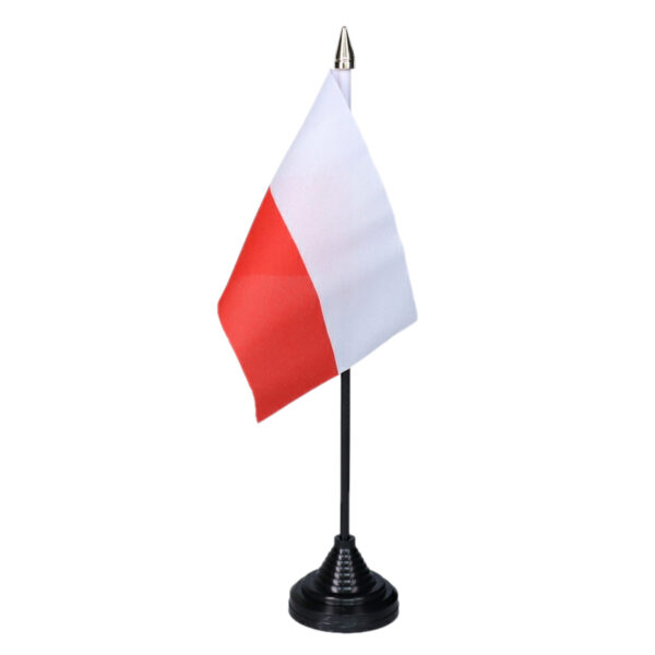 Vlag Polen tafelvlaggetjes - 1x stuks - 10 x 15 cm vlag - met zwarte standaard - versiering