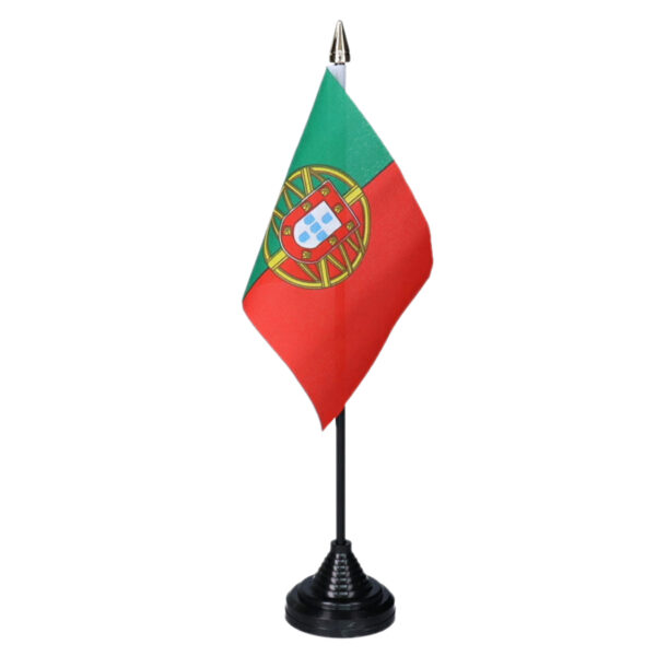 Vlag Portugal tafelvlaggetjes - 1x - 10 x 15 cm vlag in houder