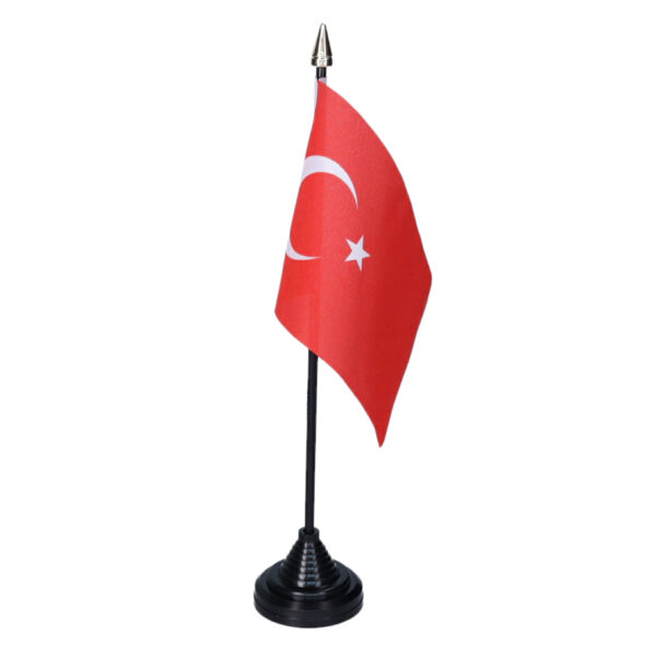 Vlag Turkije tafelvlaggetjes - 1x - 10 x 15 cm vlag in houder