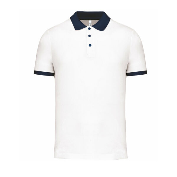 Poloshirt Sport Pro premium quality - wit/navy - mesh polyester - voor heren