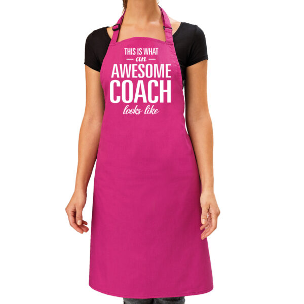 Verjaardag kado schort awesome coach roze dames