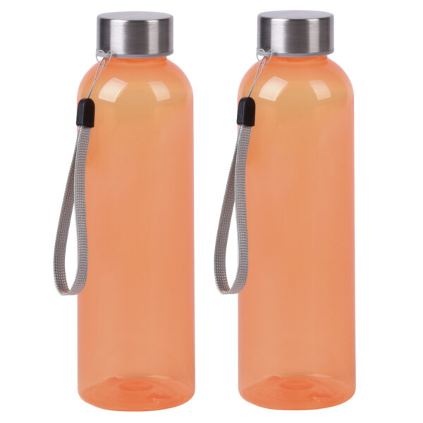 Waterfles / drinkfles / sport bidon Olympic - 2x - oranje - kunststof - 500 ml - rvs schroefdop