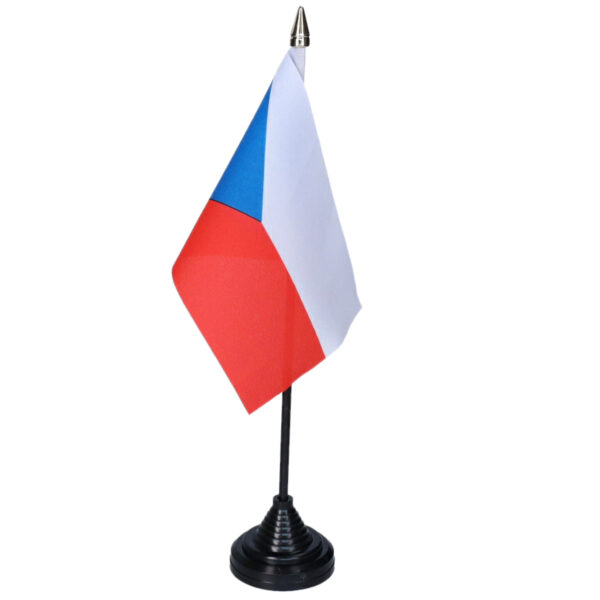 Vlag Tsjechie tafelvlaggetjes - 1x stuks - 10 x 15 cm vlag - met zwarte standaard - versiering