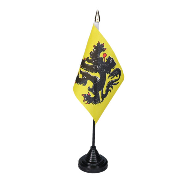 Vlag Vlaanderen tafelvlaggetjes - 1x stuks - 10 x 15 cm vlag - met zwarte standaard