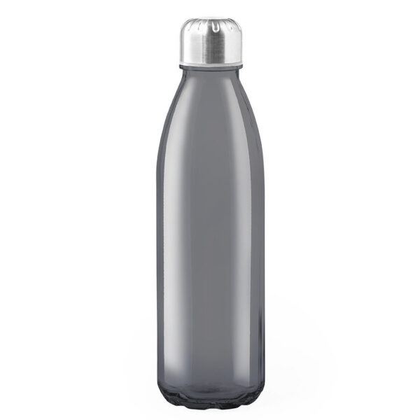 Glazen waterfles/drinkfles - RVS dop - zwart - 650 ml - Sport Bidon