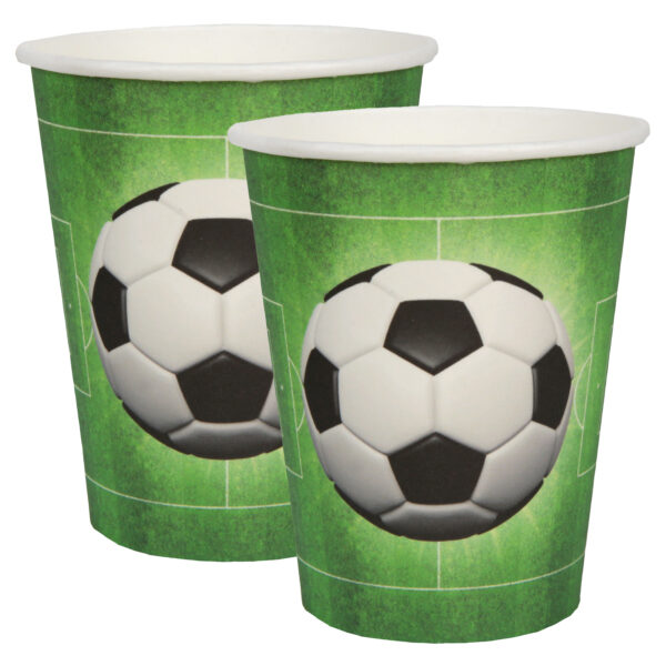 Voetbal thema feest wegwerp bekertjes - 20x stuks - 270 ml - karton - EK/WK themafeest