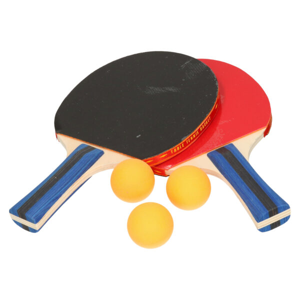Tafeltennis setje - 2 bats en 3 ballen - hout/kunststof - 26 x 15 cm - pingpong