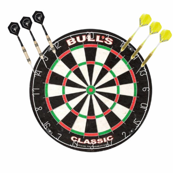 Bulls Classic dartbord set met 2 sets dartpijlen 21 grams