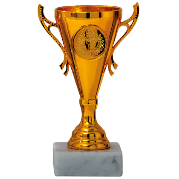Luxe trofee/prijs beker met sierlijke oren - brons - kunststof - 13 x 8 cm - sportprijs