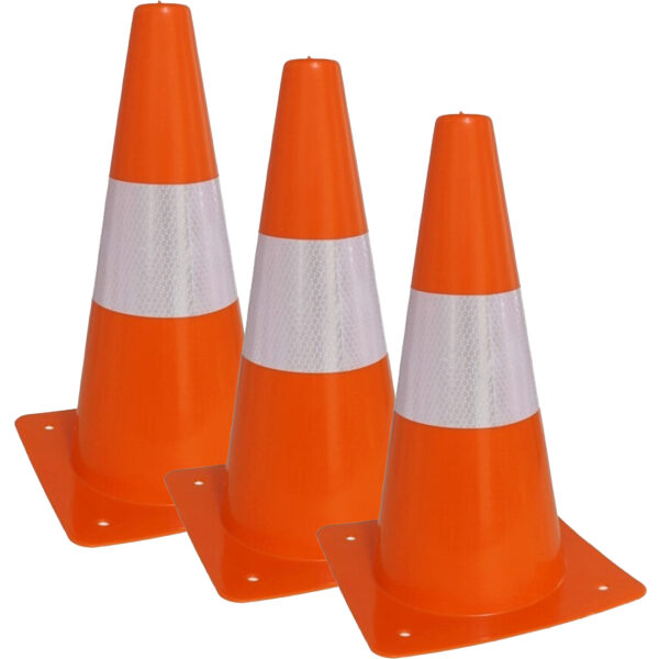 Sport/veiligheids pionnen - 6x stuks - oranje/wit - kunststof - 18 x 31 cm - spelen/training/afzette