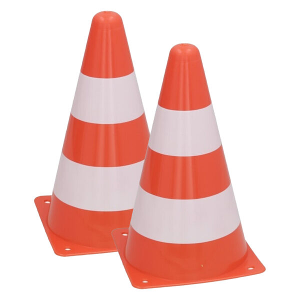 Sport/veiligheid pionnen - 2x stuks - oranje - kunststof - 13 x 23 cm