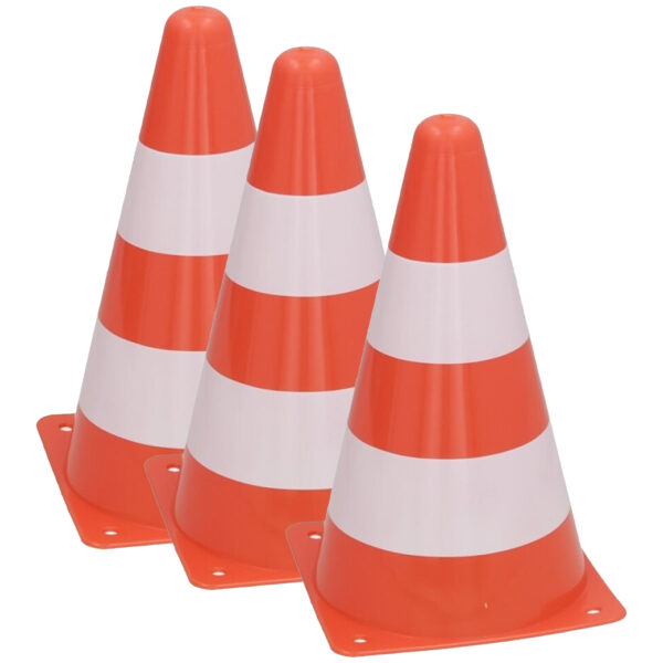 Sport/veiligheids pionnen - 6x stuks - oranje/wit - kunststof - 13 x 23 cm - spelen/training/afzette