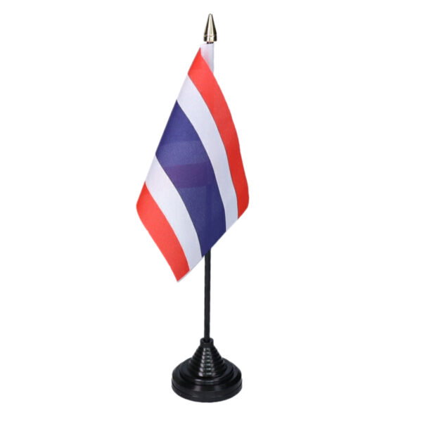 Vlag Thailand tafelvlaggetjes - 1x stuks - 10 x 15 cm vlag - met zwarte standaard