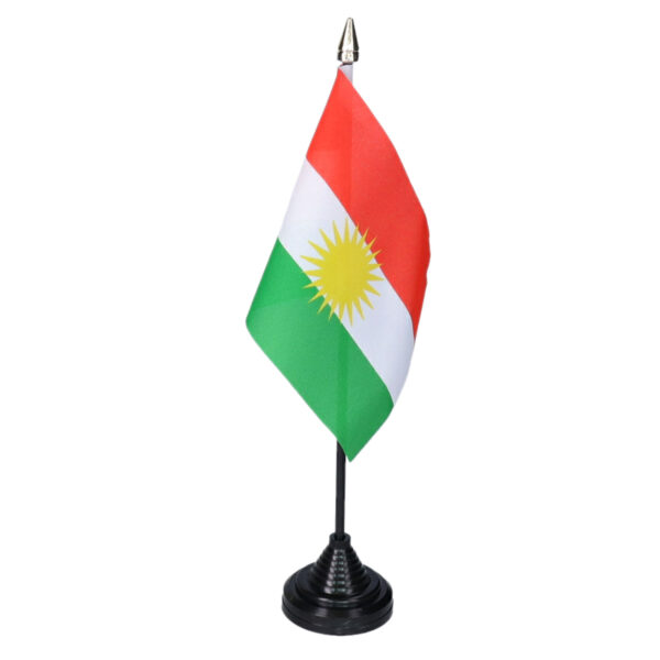 Vlag Koerdistan tafelvlaggetjes - 1x stuks - 10 x 15 cm vlag - met zwarte standaard