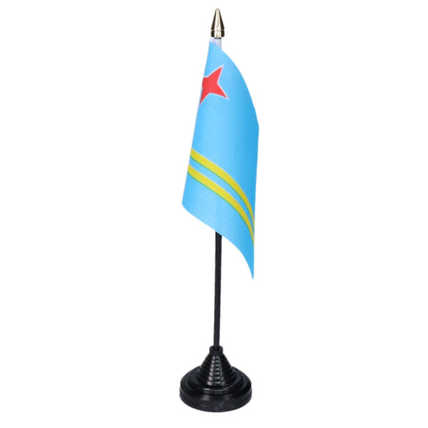 Vlag Aruba tafelvlaggetjes - 1x stuks - 10 x 15 cm vlag - met zwarte standaard
