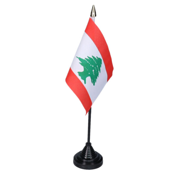 Vlag Libanon tafelvlaggetjes - 1x stuks - 10 x 15 cm vlag - met zwarte standaard