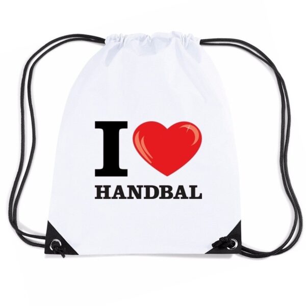 Sporttas met rijgkoord I love handbal