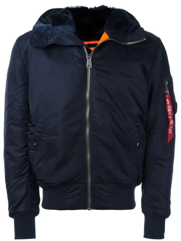 Alpha Industries furred collar wind breaker - Bleu