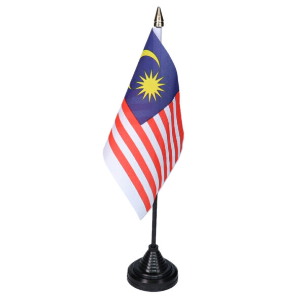 Vlag Maleisie tafelvlaggetjes - 1x - 10 x 15 cm vlag in houder