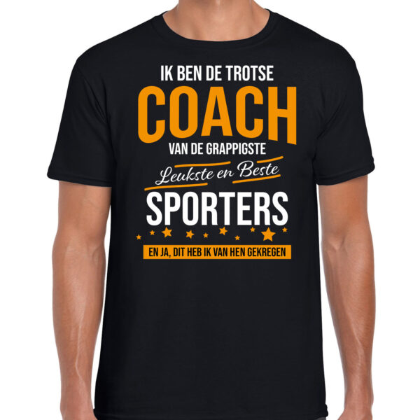 Trotse coach van de beste sporters cadeau t-shirt zwart voor heren - kado voor een sport / coach