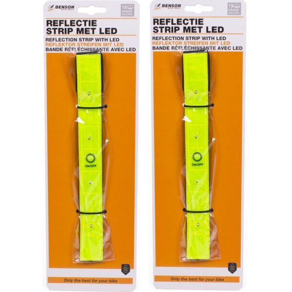 Benson Hardloop reflectie bandje - 2x - met LED lampjes - verkeersveilig sporten