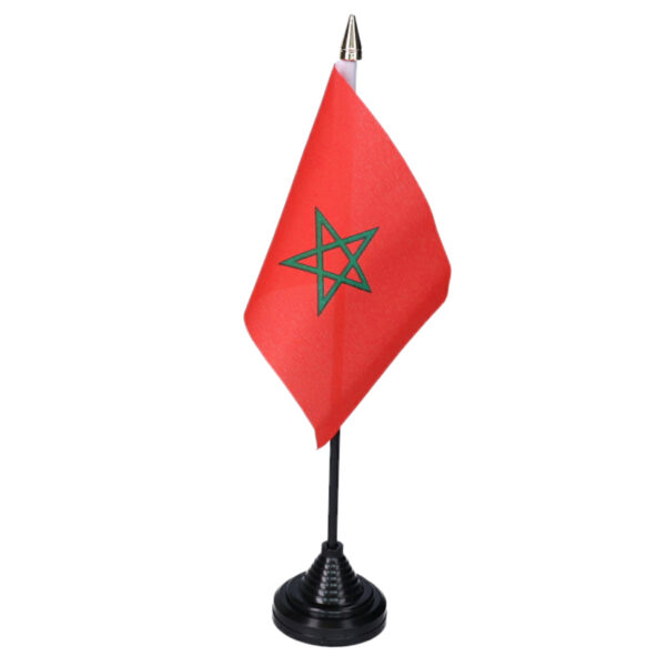 Vlag Marokko tafelvlaggetjes - 1x stuks - 10 x 15 cm vlag - met zwarte standaard