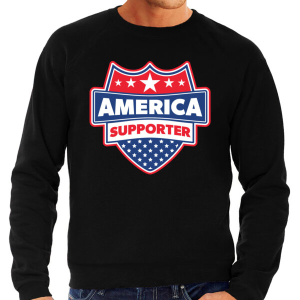 Amerika / America supporter sweater zwart voor heren