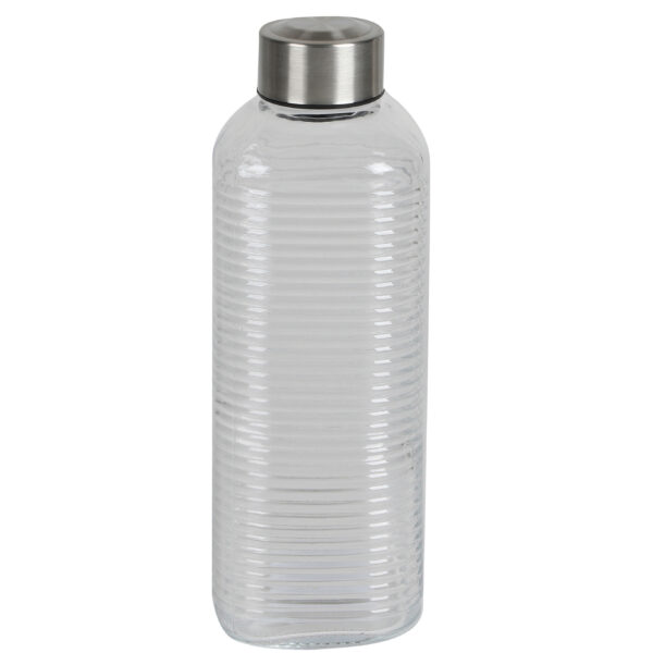 Urban Living Waterfles/drinkfles Vertigo - glas - transparant - met RVS dop - 1000 ml