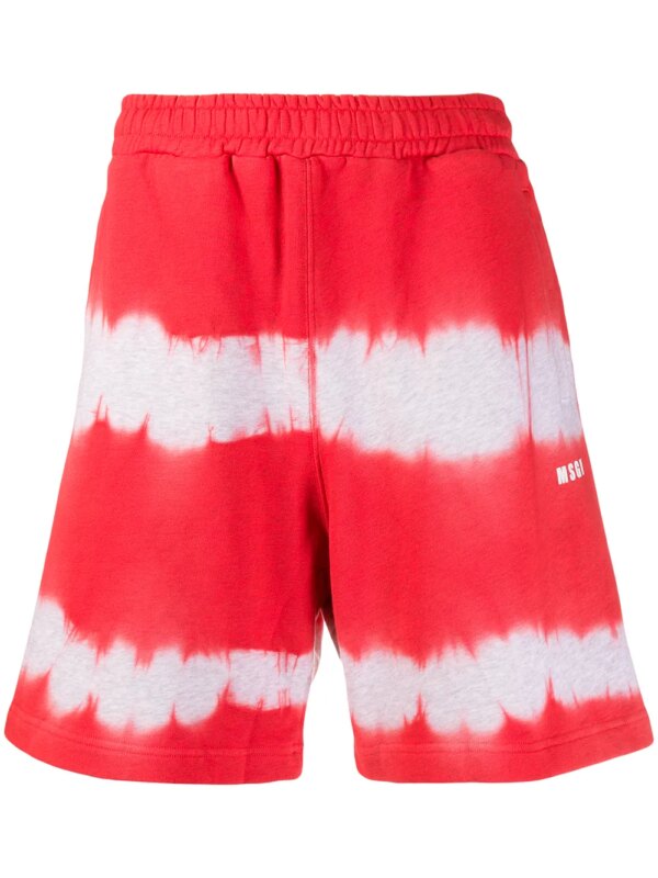 MSGM bermuda à imprimé tie dye - Rouge