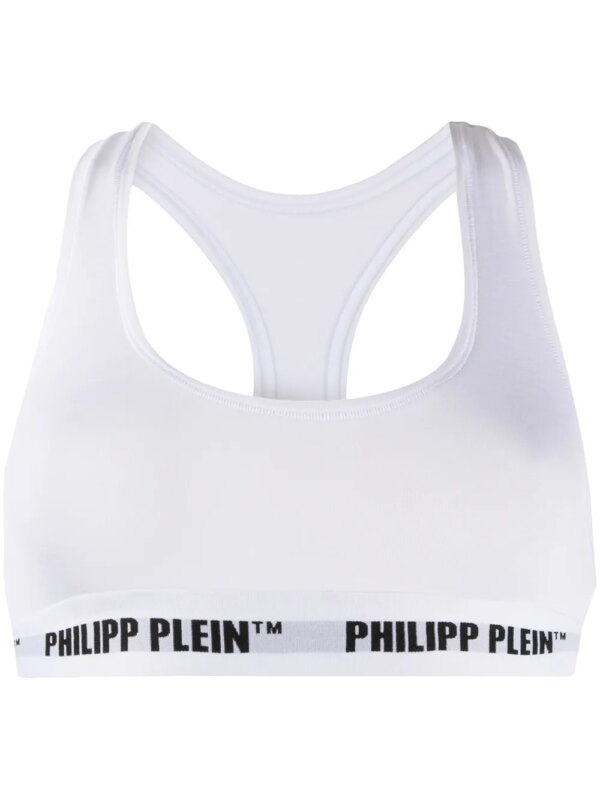 Philipp Plein brassière de sport à bande logo - Blanc