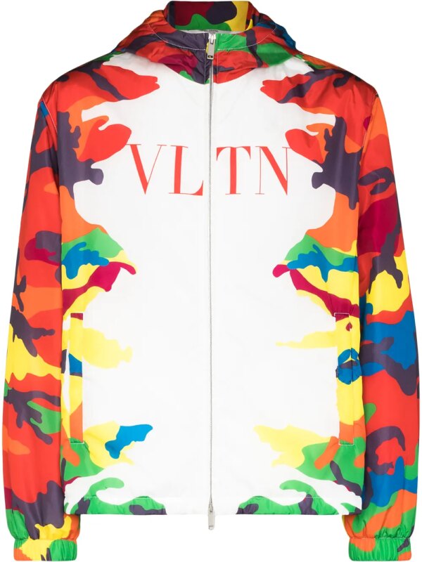 Valentino Garavani veste zippée à motif VLTN camouflage - Blanc