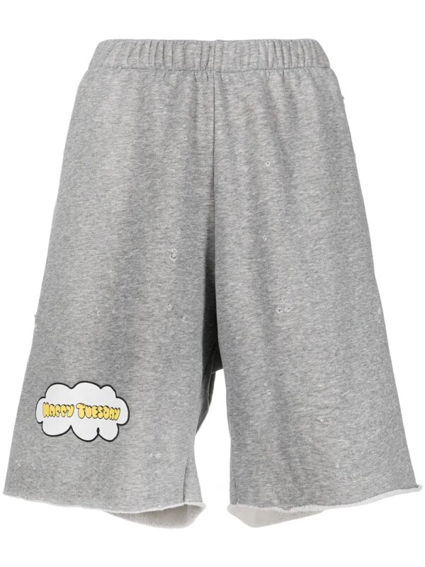 Natasha Zinko short de sport à logo imprimé - Gris