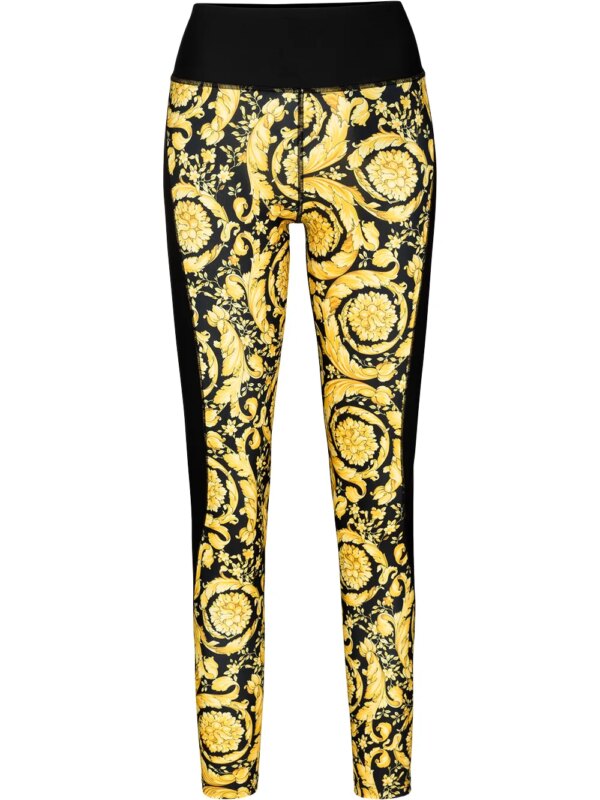 Versace legging imprimé Barocco à taille haute - Noir
