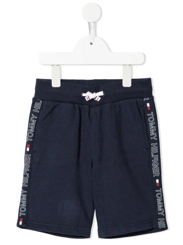 Tommy Hilfiger Junior short de sport à bandes logo - Bleu