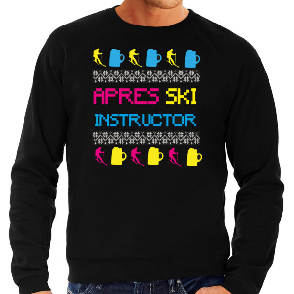 Apres ski sweater voor heren - apres ski instructor - zwart - winter trui