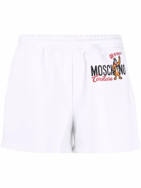 Moschino short de sport à logo imprimé - Blanc