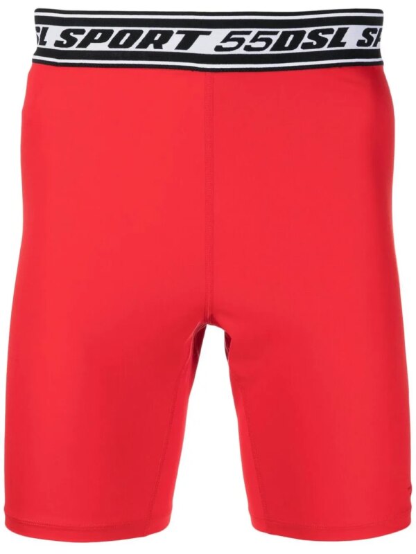 Diesel short de cyclisme à ceinture à logo - Rouge
