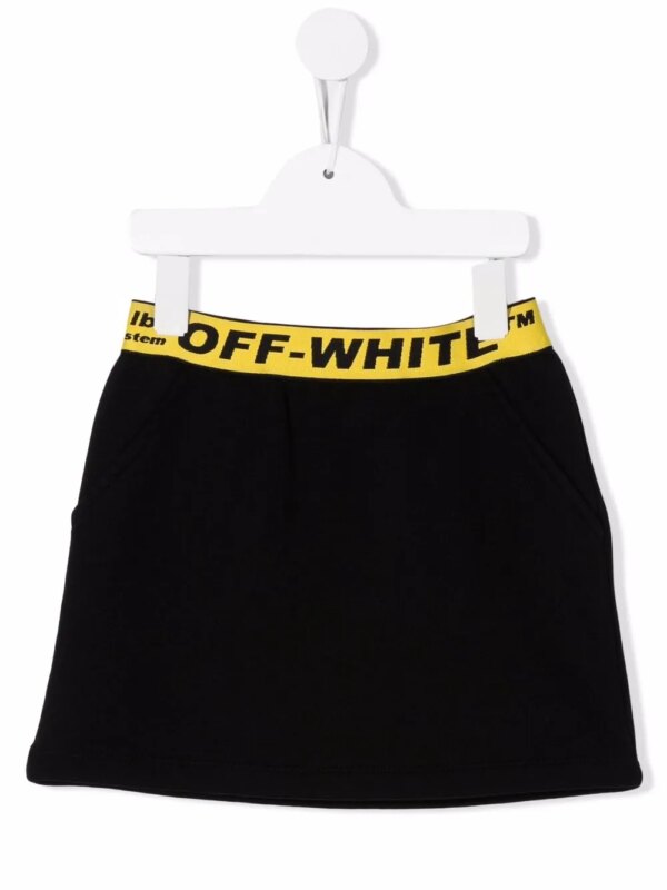 Off-White Kids jupe de sport à taille à logo - Noir