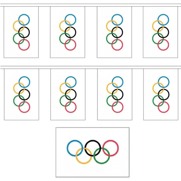 Olympische Spelen vlaggenlijn - 2x - 3M - 10 vlaggetjes - polyester