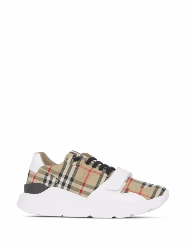 Burberry Vintage check sneakers met klittenband - Beige