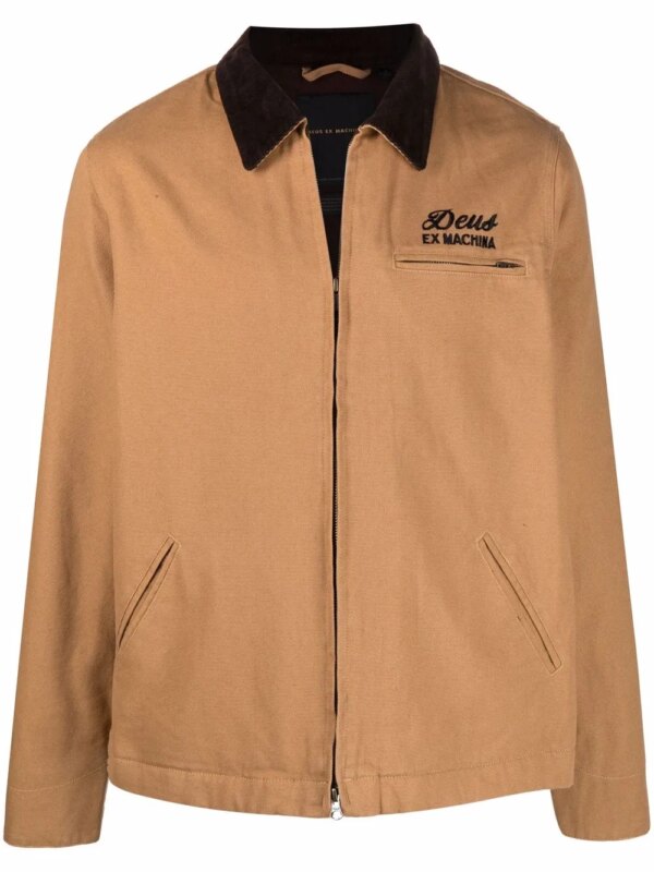 Deus Ex Machina coupe-vent zippé à logo brodé - Marron