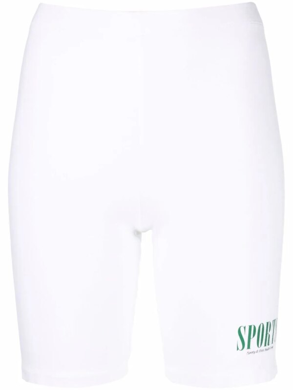 Sporty & Rich short cycliste à logo imprimé - Blanc