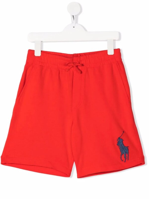 POLO RALPH LAUREN KIDS short de sport à logo brodé - Rouge