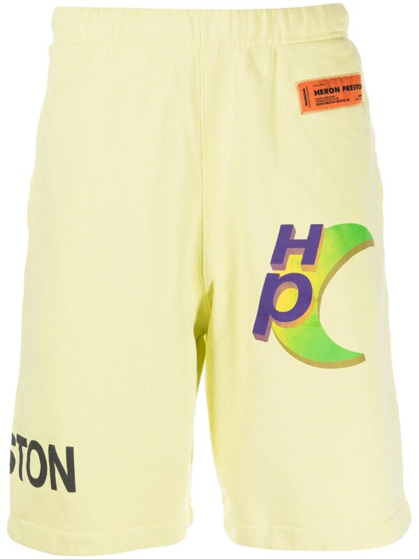 Heron Preston short de sport à logo imprimé - Jaune