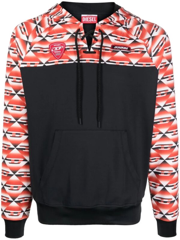 Diesel hoodie à empiècements monogrammés - Noir