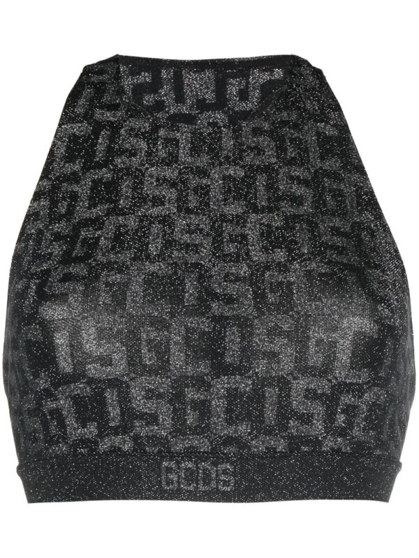 Wolford x GCDS haut crop à motif monogrammé - Noir