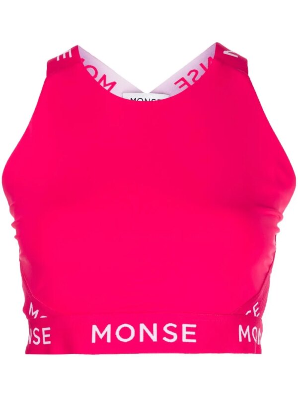 Monse haut de sport dos-nu à logo imprimé - Rose