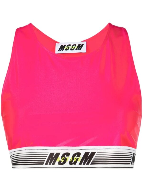 MSGM brassière de sport à bande logo - Rose