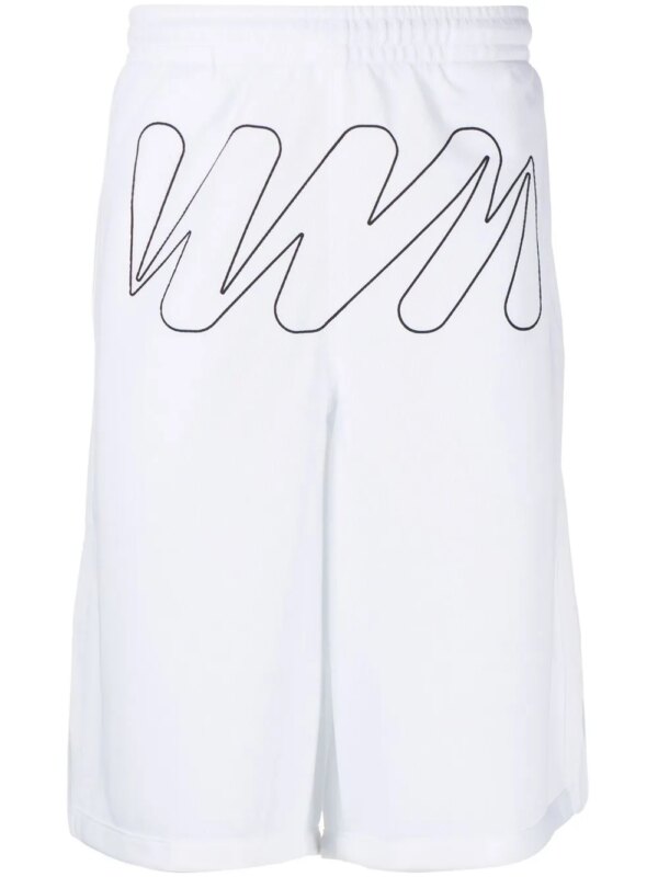 Off-White short en résille Wave Outl Diagonal - Blanc